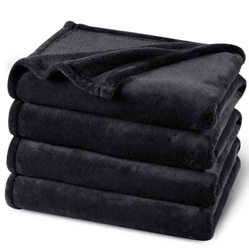PHF Ultra Soft Fleece Blanket Twin Size, No Shed No Pilling Luxury Plush Cozy 300GSM Lightweight Blanket for Bed, Couch, Chair, Sofa Suitable for All Season, 66" x 90", Black