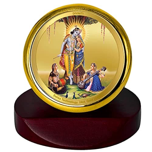 DIVINITI 24K Gold Plated Religious Car Dashboard Frame | Premium God Idol Frame for Car, Home Mandir & Office Table | Spiritual Gift, Decorative Showpiece