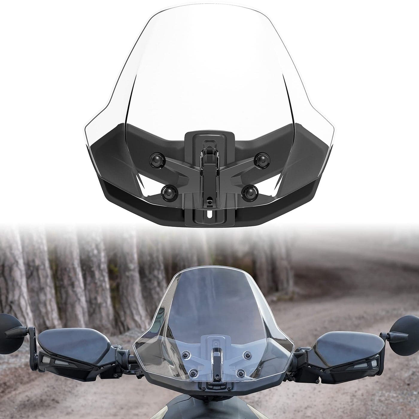 SAUTVS Front Windshield for CanAm Ryker Adjustable Front Translucent Clear Hard Coated Wind shield for Can Am Ryker 600 900 Sport Rally Edition All Models Accessories 1PC Replace 219401032