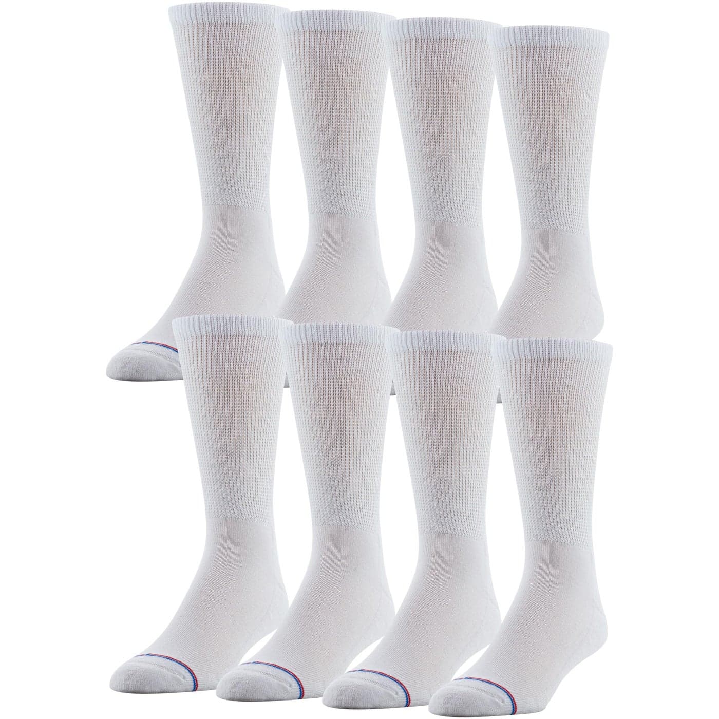 MediPeds unisexadult Crew Socks With NonBinding Top and Cushion Multipairs White 8pairs Shoe Size Mens 1215