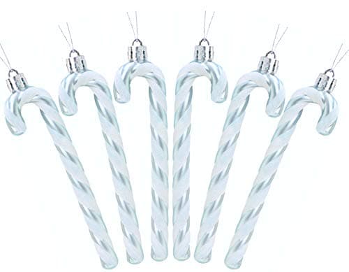 Christmas Concepts® Pack of 6-13cm Glitter Candy Cane Christmas Tree Decorations/Ornaments (Ice Blue & White)