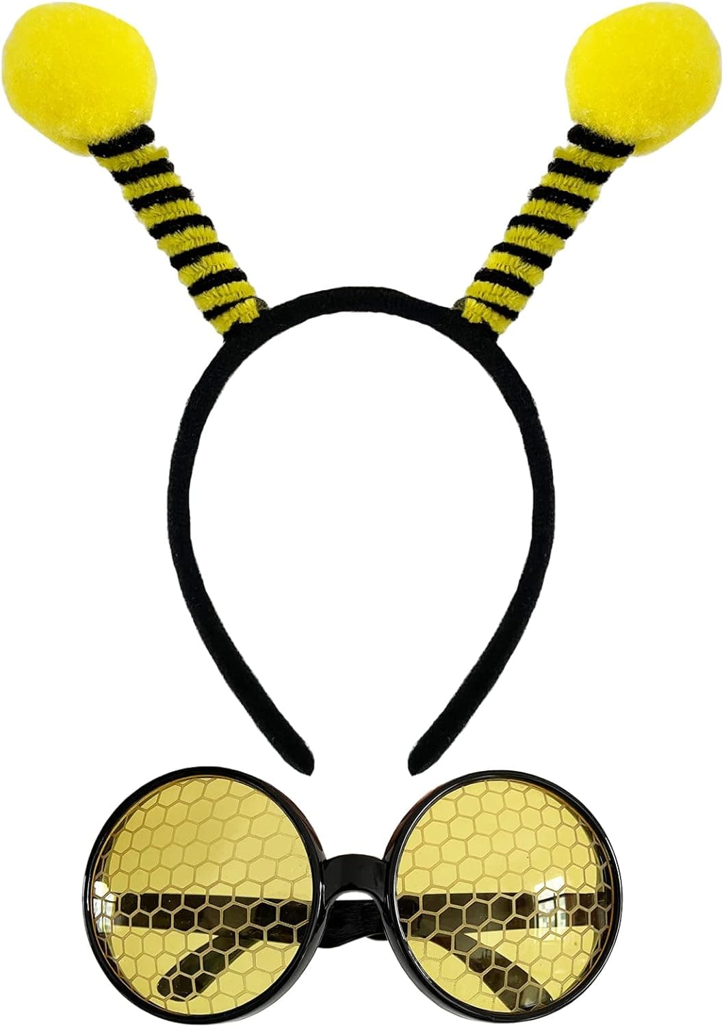 YAXAMING 2 Pcs Halloween Bee Headband Eyeglasses Glasses Bee Antenna Hair Hoops Bee Headpiece Hairband Hair Bands Sunglasses