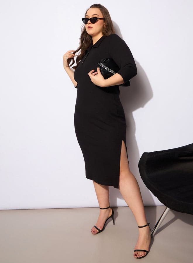 Polo Neck Midi Dress — 5XL