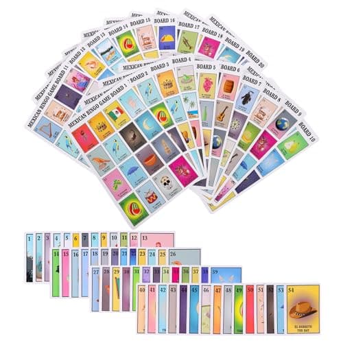 Ambercalm Mexican Bingo Games in Spanish English for 20 PlayersMillennial Bilingual Puerto Rico Game CardsBaraja Mexicana Juegos para Baby ShowerSchoolsCinco de Mayo and Mexican Party