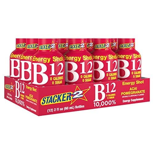 Stacker 2 B12 No Calorie Zero Sugar Energy & Vitamin Shots 2 Fl. Oz. (Pack Of 12) Acai Pomegranate