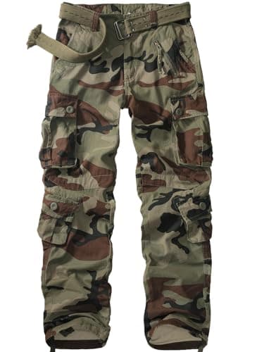 Men's BDU Casual Military Pants, Tactical Wild Army Combat Rip Stop Camo Cargo Work Pants Trousers with 8 Pockets (7533 Combat Camo 34)