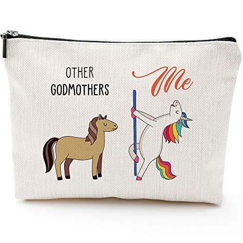 Blue Leaves Godmother Gift, Will You be My Godmother Proposal from godchild Godson Fairy Makeup Bag Funny Christmas Birthday Gifts