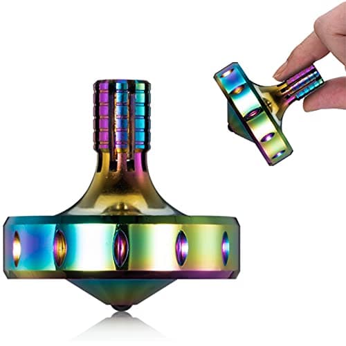 CHEETOP Precision Metal Spinning Top Long Lasting Spin Time and Perfect Balance Skilled Adult Easily Exceed 10 Mins Portable Stainless Steel EDC Office Desktop Game Toys M Iridescent