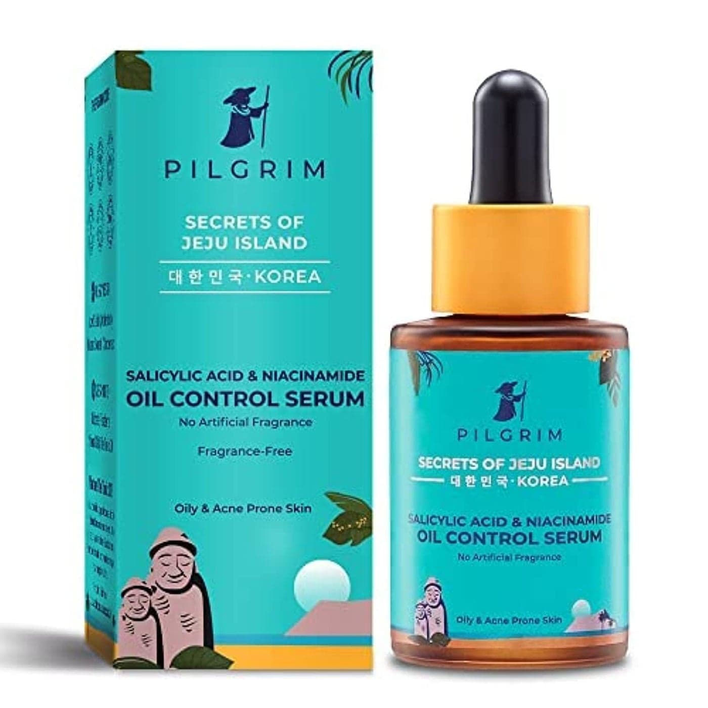 Pilgrim Korean Oil Control Serum | Infused with Salicylic Acid & Niacinamide | Exfoliating Facial Serum | Eliminate Dead Skin Cells | Reveals Radiant Skin | 1.01 Fl Oz (30ml)