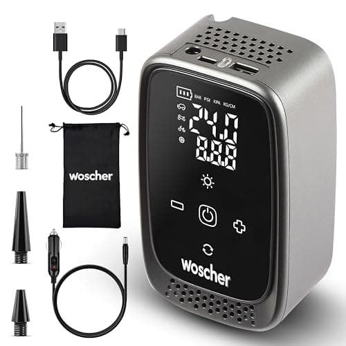Woscher Airsense 2-in-1 Tyre Inflator for Car and Bike – Wired + Wireless (4500mAh Battery or 12V DC), 150 PSI Car Tyre Inflator Pump | Air Pump for Car Tyre