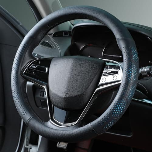 Yangday Leather Steering Wheel Cover for Toyota RAV4 Corolla Camry Highlander 14515 inches Car Steering Wheel Cover with NonSlip Breathable Blue