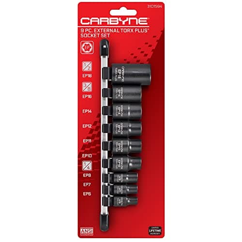 CARBYNE 9-Piece External Torx Plus (eTorx Plus, aka 6 Lobe, Female Torx Plus) Socket Set, E6 to E18 | CrV Steel, 1/4, 3/8, & 1/2 inch Drive • From a Family-Run Tool Company Based in the U.S.A.