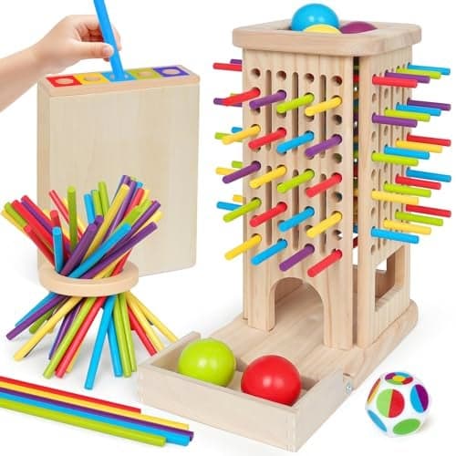Wooden Sorting Toy Montessori Color Shape Sorter Class Activity Toddlers Fine Motor Game for Colors and Shapes Recognition Birthday Valentines Gifts for Boys and Girls Wood sorting Tower