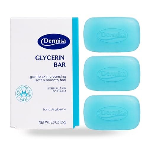 Dermisa Glycerin Bar with Aloe Vera | Helps to Gently Cleanse All Skin Types, Sensitive and Oily Skin | Contains Aloe Vera | NO PARABENS, NO SULFATES, 100% VEGETABLE BASE | 3 OZ | Pack of 3