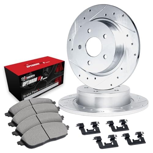 R1 Concepts Rear Brake Kit Fits 20192021 Hyundai Veloster 20202024 Kia Forte Forte5 Optimum Oep Pads Drilled Slotted Rotors Hardware 103 Rear