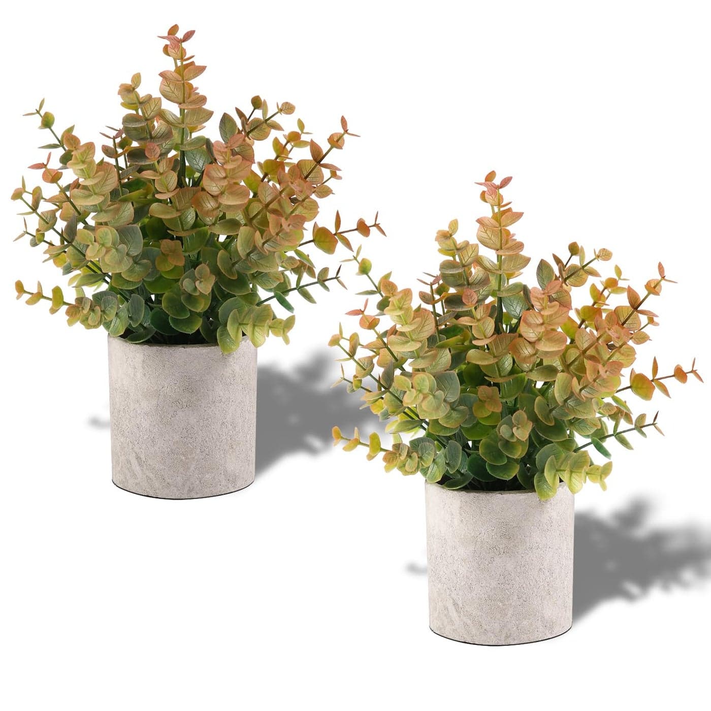 Coferset 2 Pack Small Fake Plants Eucalyptus Potted Artificial Plants for Shelf Desk Home Bathroom Farmhouse Room Coffee Table Decor Fall Decor Yellow