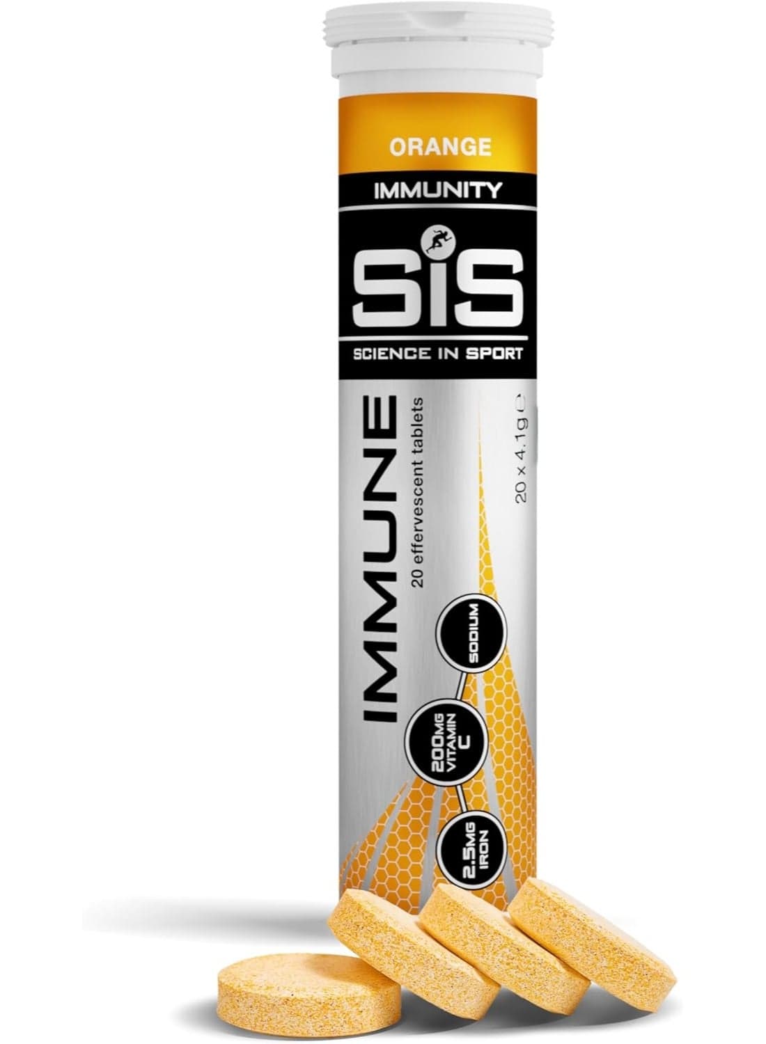 Science In Sport Hydro Electrolyte Tablets | 200mg Vitamin C | Sugar Free Hydration Tablets | Essential Electrolytes to Aid Rehydration | Orange Flavour | 20 Servings | 1 Pack
