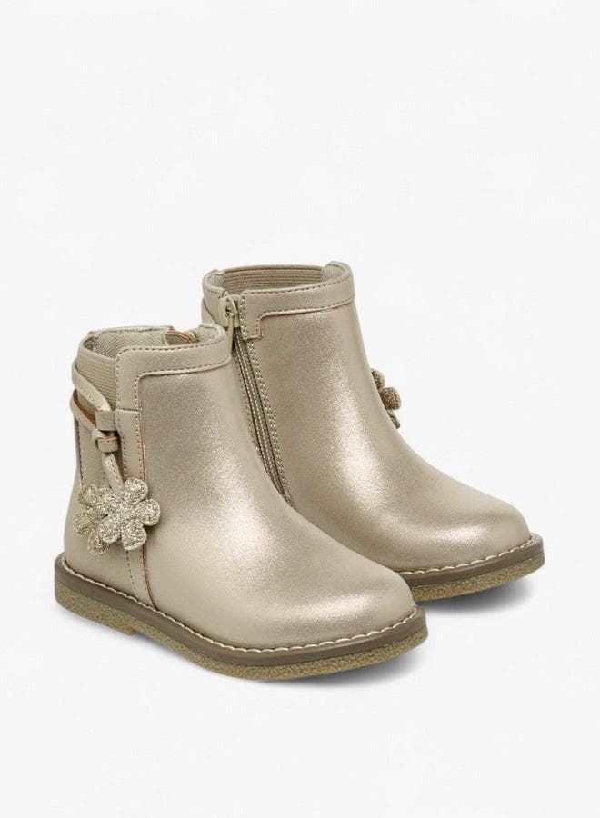 Solid Ankle Boots with Zip Closure — 26 EU