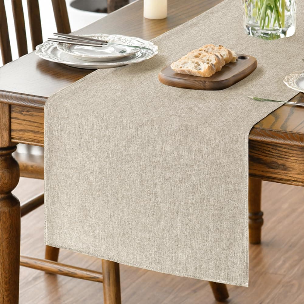 Artoid Mode Light Brown Table Runner Seasonal Fall Washable Kitchen Dining Table Decoration for Home Party Decor 13x60 Inch