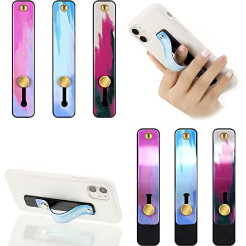 Weewooday 6 Pieces Phone Grip Holder Cell Phone Grip Strap Telescopic Finger Strap Stand Universal Finger Kickstand for Most Smartphones(Dreamy Colors,Tie Dye)