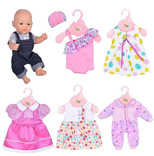 ebuddy 6 Sets Doll Clothes Outfits for 43cm New Born Baby Dolls 15inch Baby Dolls American 18 inch Girl Doll