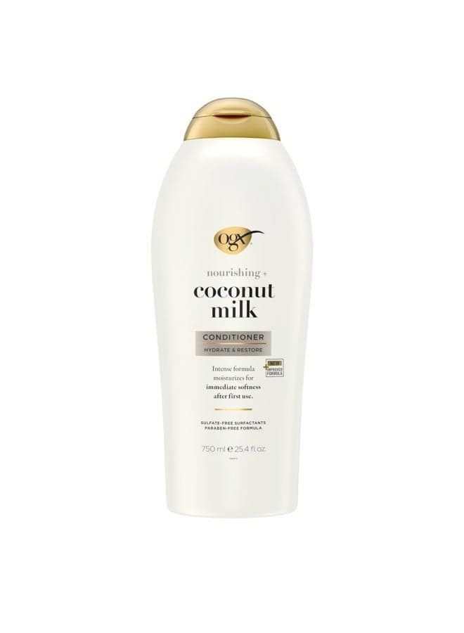 Nourishing + Coconut Milk Moisturizing Conditioner for Strong & Healthy Hair, with Coconut Milk, Coconut Oil & Egg White Protein, Paraben-Free, Sulfate-Free Surfactants, 25.4 fl oz