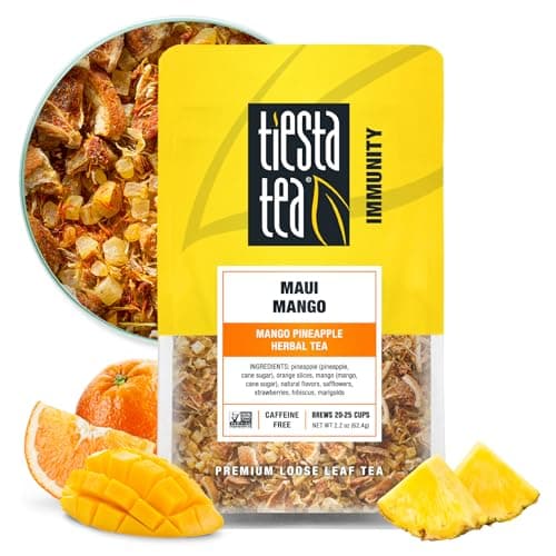 Tiesta Tea Maui Mango Loose Leaf Mango Pineapple Herbal Tea Premium NonCaffeinated Fruit Blend Makes Hot or Iced Brews Up to 25 Cups 22 Ounce Resealable Pouch