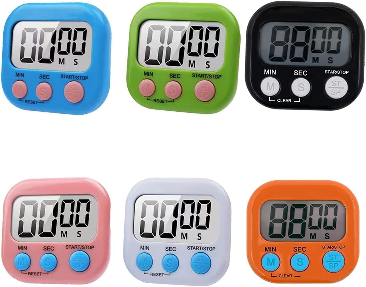 6 Pack Large Screen Digital Kitchen Timer Magnetic Kitchen TimerLoud Alarm Magnetic Back Count Up Countdown Timer with ONOff Switch forCookingBaking Battery Included