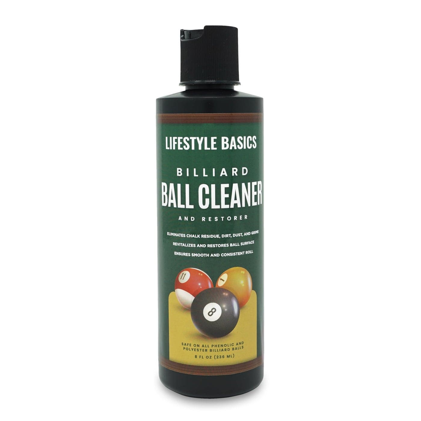 Lifestyle Basics Billiard Ball Cleaner and Restorer Polish | All-in-One Pool Ball Cleaner | Removes Chalk Residue, Dust, Dirt, and Grime