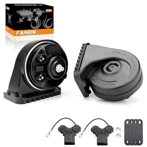 FARBIN Car Horn Compatible with Toyota/Lexus/Subaru etc. 12V Waterproof Auto Horn Loud High/Low Tone Electric Snail Horns with Protective Grill (black horn with plug for Toyota)