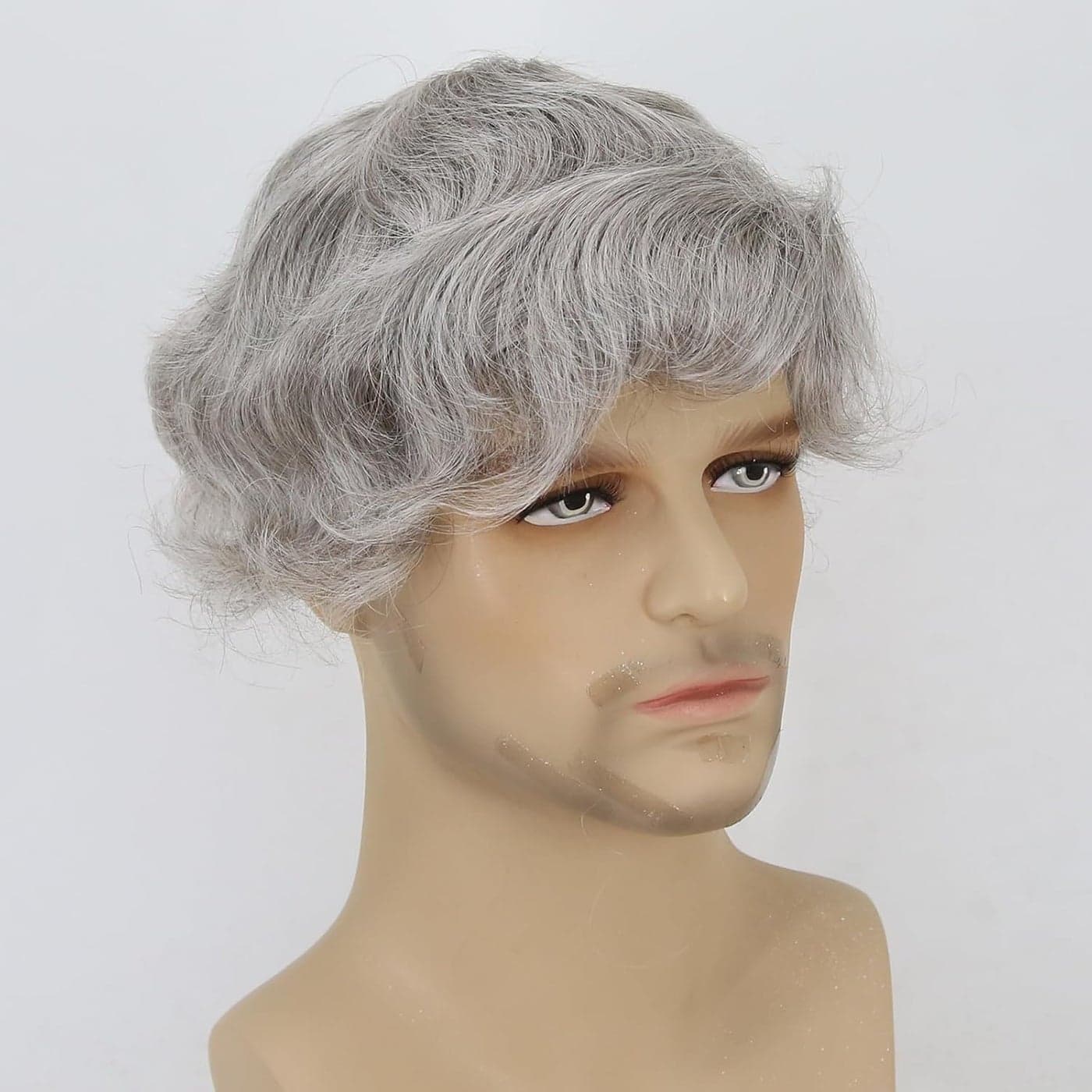ZigZag Hair Grey Toupee for Men 79inch Mens Toupee Human Hair 5 Mixed 80 Grey Hair Thin Skin Mens Hair pieces Hair Replacement System Monofilament Net with PU around Base 7x9inch 5 Mix 80 Grey