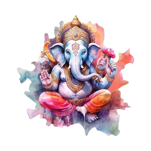 CreativeEdge 3D Lord Ganesha Sitting Wall Sticker PVC Vinyl (61 cm x 59 cm) Multicolor