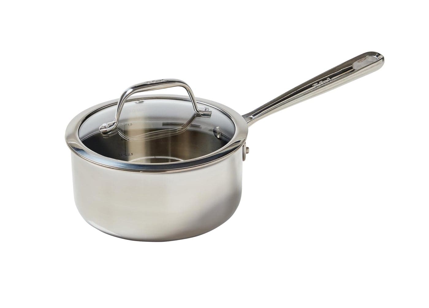 TFal Pro TriPly Stainless Steel Sauce Pan with Lid 2 Quart Saucepan with Lid Induction Pot Oven Safe 500F Lid350F Fast Even Heat Professional Quality Durability Silver