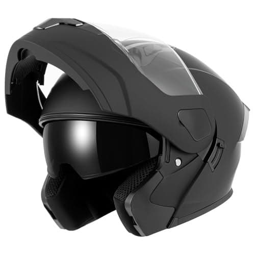 SPARK Adult Modular Motorcycle Helmet Dot Certified FlipUp Dual Visor Full Face Helmets for Men Women Moto ATV UTV Snowmobile ADV Four Wheeler Street Bike Black XLarge