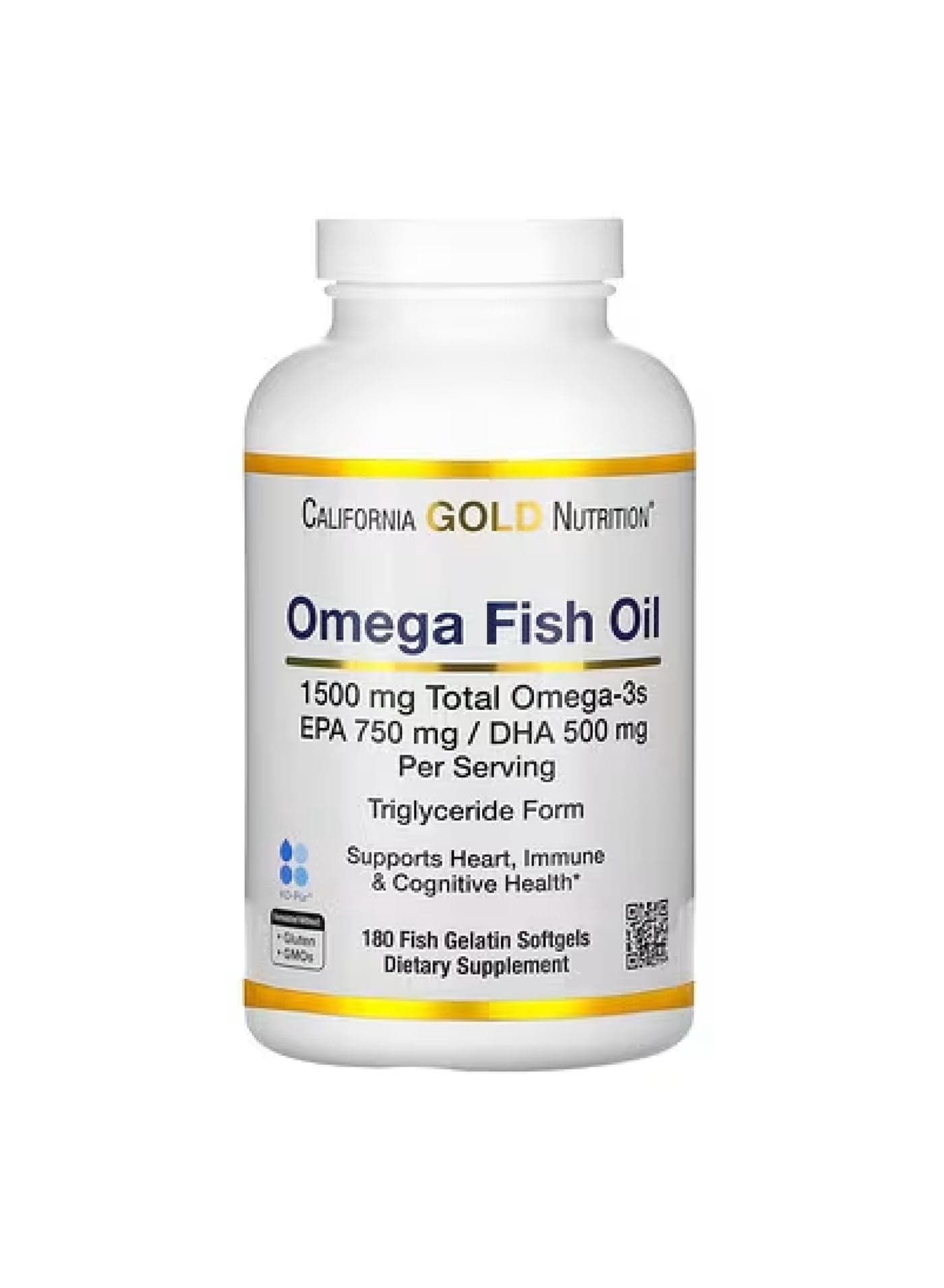 Norwegian Omega-3 Fish Oil with EPA/DHA, Natural Lemon, 180 Softgels