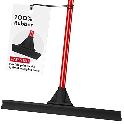 Heavy-Duty Floor Squeegee - Large 18" Wide Blade & 55" Long Handle Professional Grade Concrete, Garage & Commercial Rubber Squeegee Broom Floor Cleaner - Wood, Tile, Shower, Glass, Deck, Window
