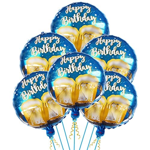 GRAND SHOP Happy Birthday Round Foil Balloons Cheer Mug Pack of 6
