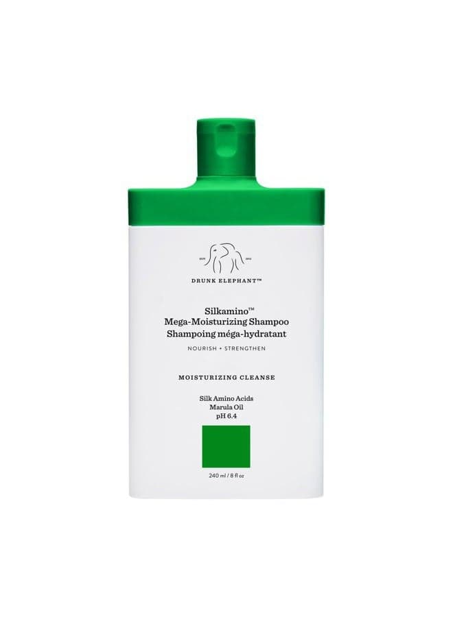 Silkamino Mega-Moisturizing Shampoo - 240 ml/8 fl oz - Silk Amino Acids - Clean Clinical - Sulfate-Free - Cruelty-Free - Dermatologist-Tested - Free of Essential Oils, Silicones, SLS