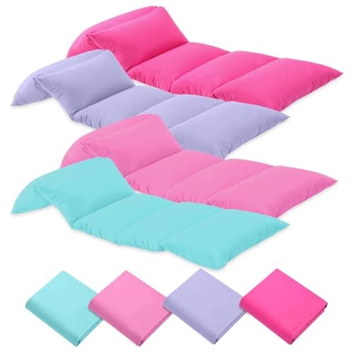 SmoothNovelty 4 Pack Kids Sleepover Pillowcase Lounger Covers DIY for 5 Pillows Sleepover Party Supplies for Girls Slumber Party Washable Lounger Bed Cover Pillow Not Included