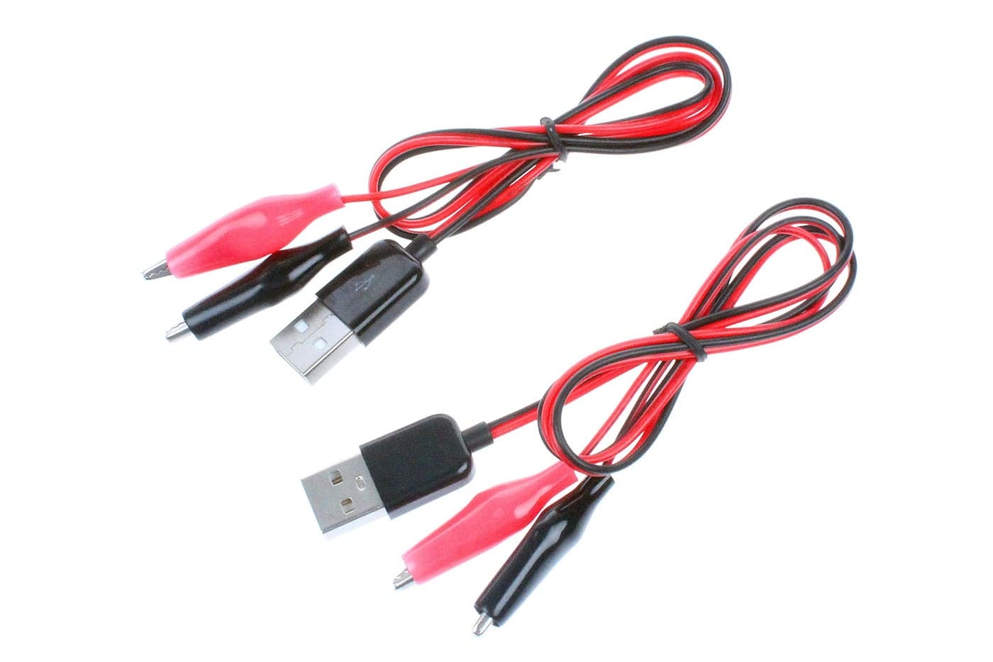 NOYITO Alligator Clip to USB Male Test Wire Adapter Red Black Wire Alligator Clip Test Cable Length 3.2 feet (Pack of 2)