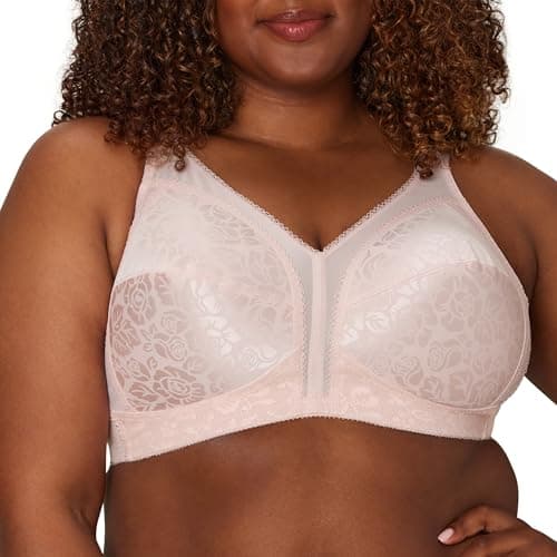 PLAYTEX Womens 18 Hour Comfort-strap Wireless Bra, Full-coverage With 4-way Trusupport, Single & 2-pack Bra, Pretty Blush, 46DDD US