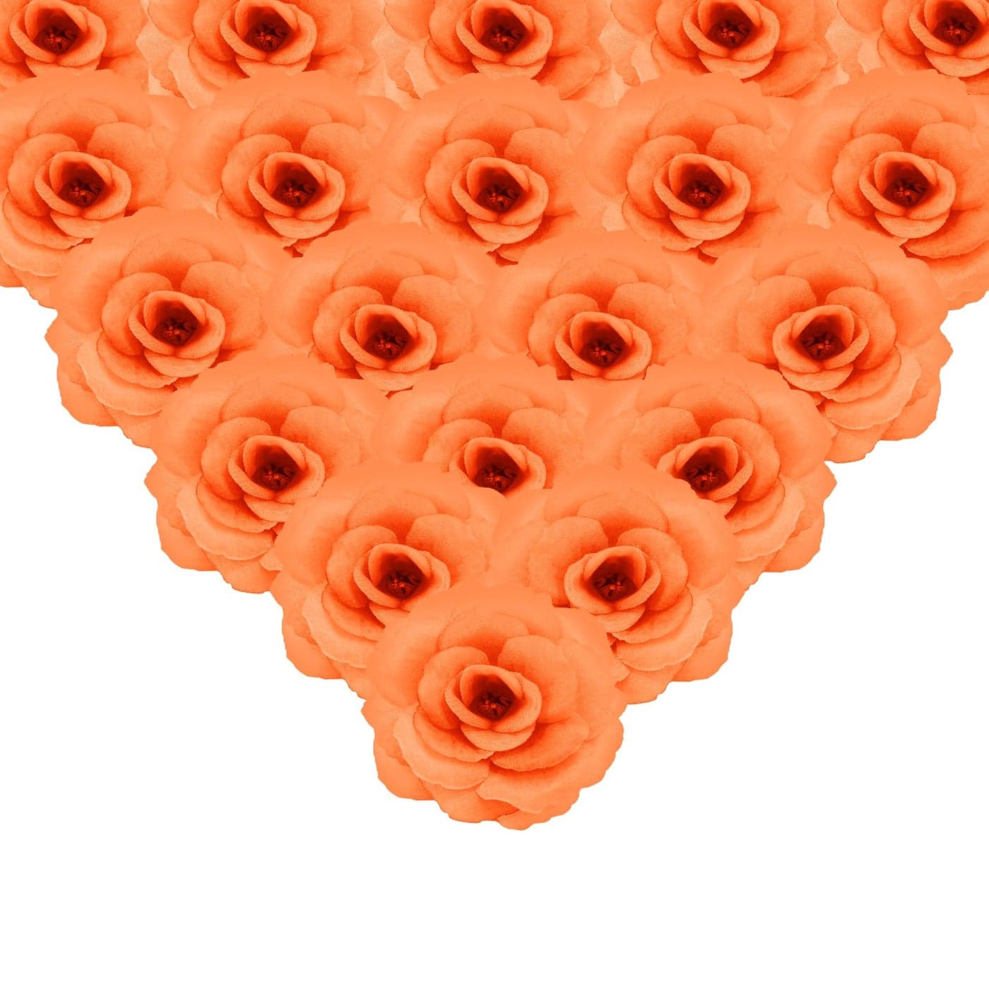 Eternal Blossom Rose Head Flowers with Stem 50 Deep Orange Artificial Flowers Used for Wedding Decoration DIY Handmade Flowers Silk Fake Rose 3 Inches and 6 Inches Stem