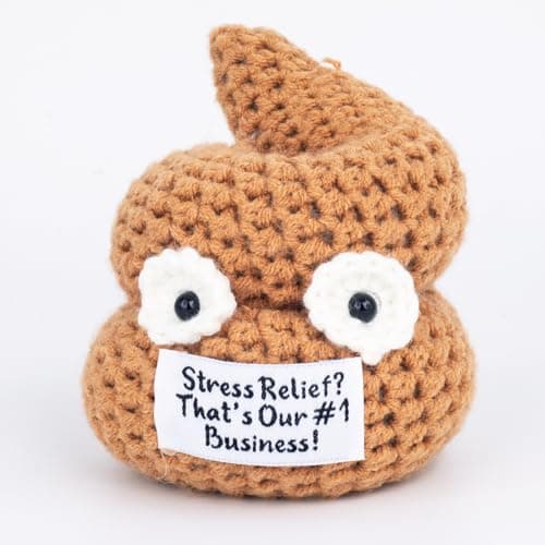 Positive Crochet Poop Cute Stress Relief Toy Poo Gag Gifts for Men Women Kids Funny Gift for Adults Dad Friends Brother White Elephant Gifts for Adult Funny Stocking Stuffers for Men