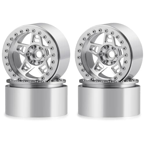 WEFEINO 4Pcs Metal 22 Beadlock Wheel Rim Set Upgrade Parts for 110 Axial SCX10 90046 TRX4 D90 RC Crawler Car Silver