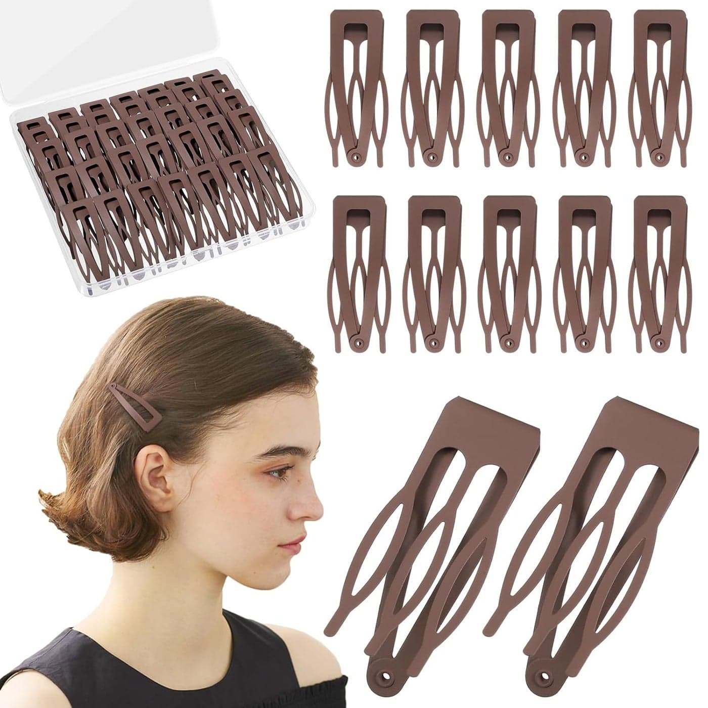 Brown Snap Hair Clips, Hair Clips Metal Hair Barrettes Hair Accessories Gift for Women Girls