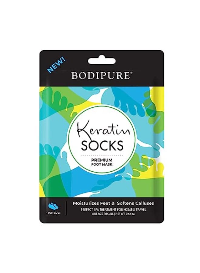 Bodipure Premium Foot Mask Keratin Socks At Home Spa Moisturizer Socks for Dry Cracked Feet Callus Heel Softening EasytoUse Pedicure Foot Repair Chemicalfree Feet Treatment 1 Pair