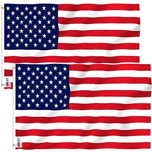 ANLEY Pack of 2 Fly Breeze 3x5 Foot American National Polyester Flag Vivid Color and Fade proof Canvas Header and Double Stitched Flags with Brass Grommets 3 X 5 Ft