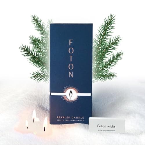 Foton Pearled Candle 18 Oz - Festive Fir Christmas Tree Scented Non Toxic Long Lasting Powder Wax Sand Candles up to 120 Hours - Refillable Pearl Candle Sand with 30 Wicks