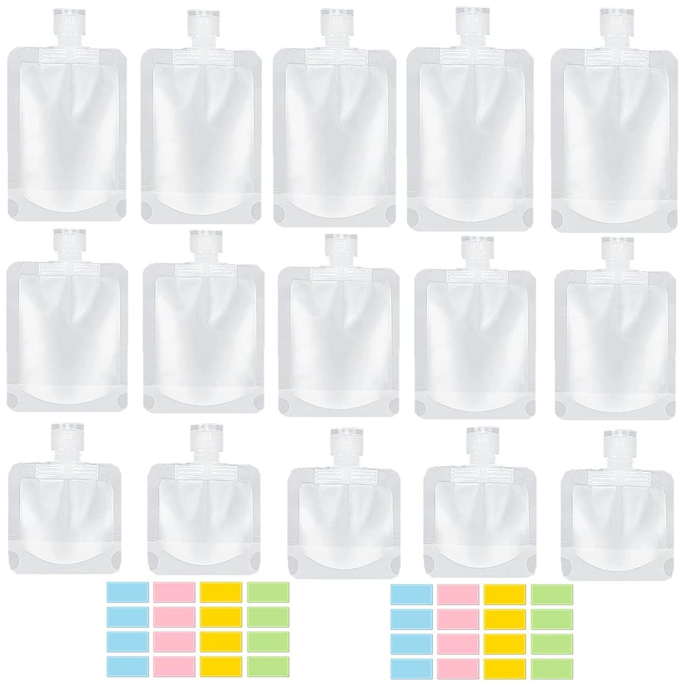 SEQUHITKU 17 Pack Travel Pouches for Toiletries,TSA Approved,Travel Size Portable Containers,Stand Up Pouch,Refillable Travel Accessories for Shampoo Conditioner Lotion Soap Liquids (B-17pcs)