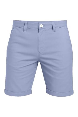 WESTACE Mens Chino Shorts Casual Cargo Combat 100% Cotton Half Pant (38, Sky Blue)
